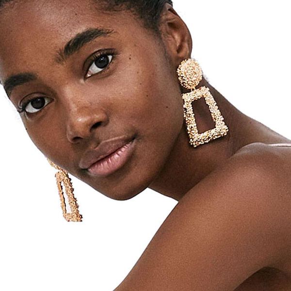 

dangle & chandelier big gold color long square geometric earrings women exaggerated bohemian metal statement pendant baroque style, Silver