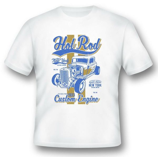 

rod new york custom car engine tee shirt black or white, White;black