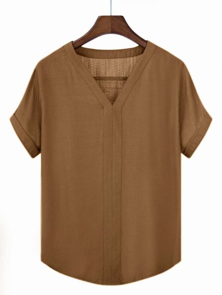 

men solid v-neck short sleeve 02sv#, White;black