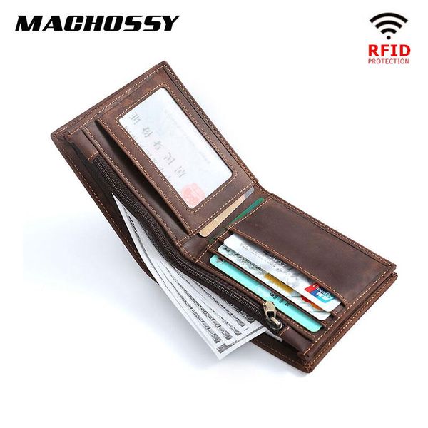 

wallets rfid protection genuine leather wallet men short coin card holder purse matte male zipper pocket, Red;black