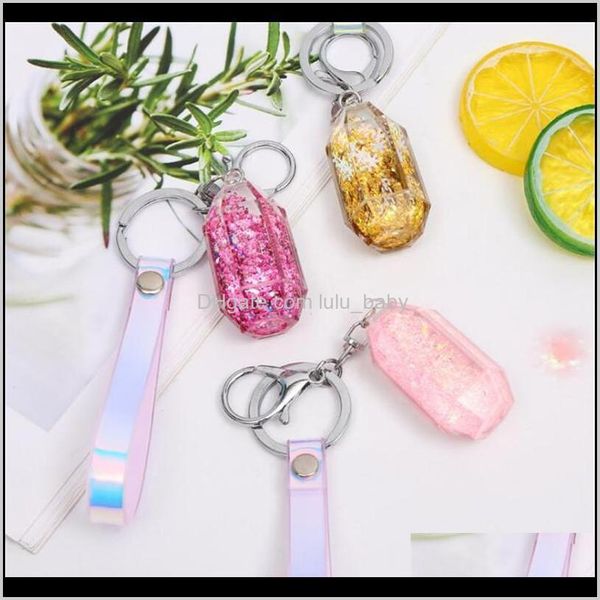 

fashion accessories drop delivery 2021 sand per bottle chain laser leather rope lovely car pendant keychains key rings i0cpe, Silver