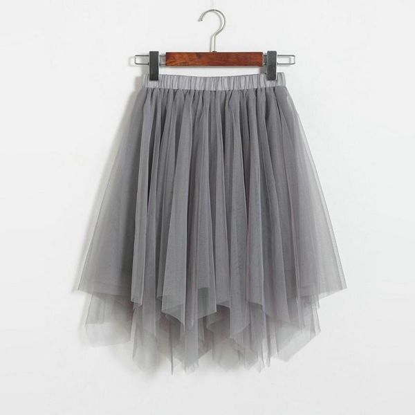 

skirts elastic high waist mesh women fashion irregular tulle summer autumn mini skirt korean style ropa mujer e3, Black