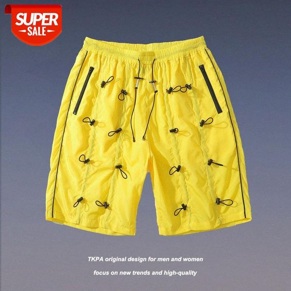 

tkpa hip-hop net red drawstring shorts elastic waist sweatpants #ci2s, Black