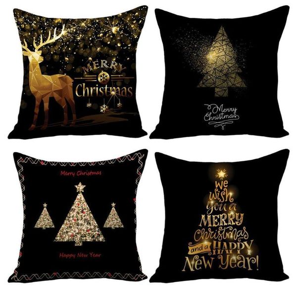 

pillow case 45*45cm peach skin black gold christmas hug pillowcase exclusive for the explosion of snowflake letters sofa