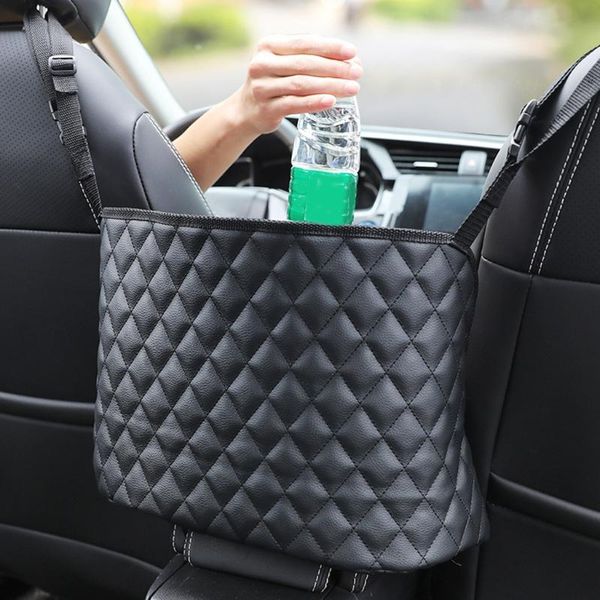 

car organizer handbag holder leather seat back mesh large capacity bag l9ce
