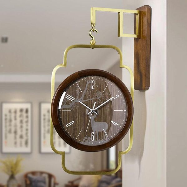 

wall clocks vintage metal clock european style luxury antique digital double-sided relojes de pared home decor qab50wc