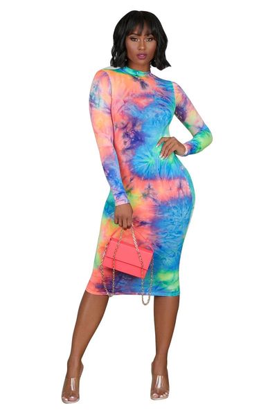 

autumn winter long sleeve o neck colorful print midi dress package hip bodycon knee length vestidos femme xl casual dresses, Black;gray