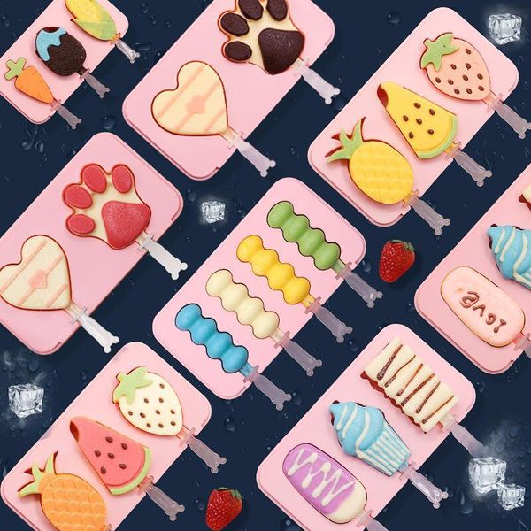 

cell silicone ice cream mold popsicle molds cubes handmade diy claw dessert er fruit juice with lid sticks baking moulds