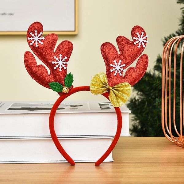 

hair clips & barrettes 2021 year tie christmas fabric cartoon snowflake antlers xmas decoration headband head buckle accessories cute girls, Golden;silver