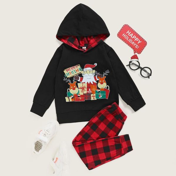 

clothing sets infant baby boys girls cotton christmas clothes long sleeve hooded sweatshirts pants 2pcs xmas outfits, White