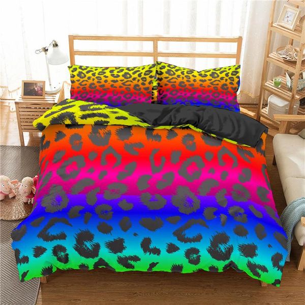 

bedding sets animals leopard set bedclothes duvet cover pillowcase bed usa dropship 2/3pcs girls boys twin king