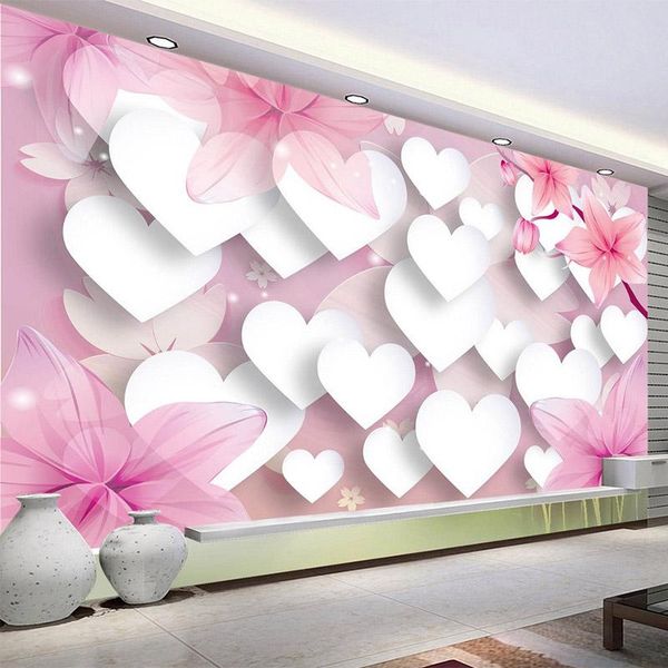 

wallpapers custom any size wall cloth 3d embossed pink flowers romantic love po mural wallpaper living room wedding house backdrop walls