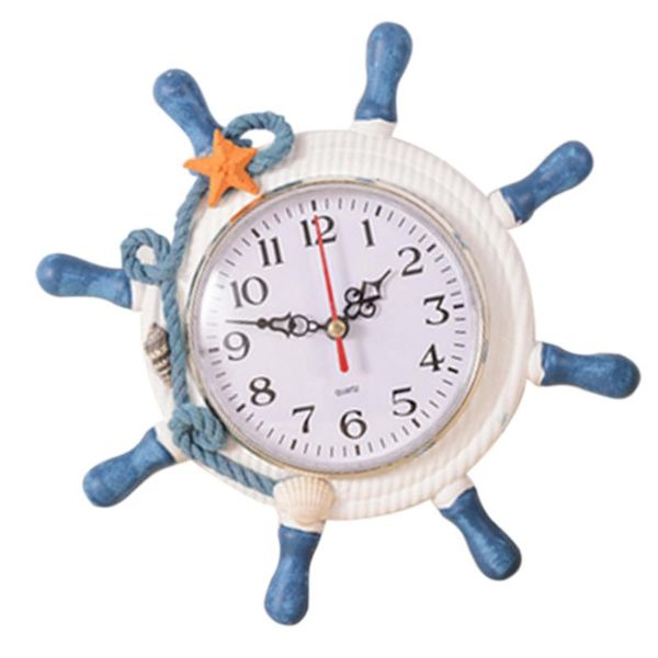 

wall clocks mediterranean style wooden clock nautical ship boat steering wheel pattern home cafe pub bar decor ornaments