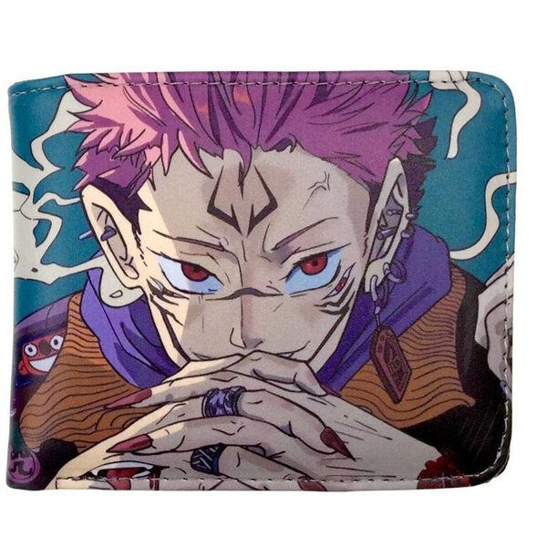 

anime jujutsu kaisen wallet with coin pocket card holder for mens womens purse, Red;black