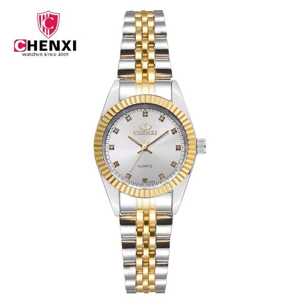 

wristwatches fashion chenxi golden clock gold woman luxury full stainless steel quartz watches wristwatch wholesale lady gift watch, Slivery;brown
