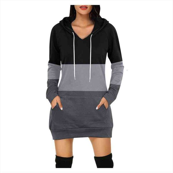 

womens pullover dress sweatshirt women hoodies long sleeve lightweight long hoodies pockets sweatshirts dress winter clothes, Black;gray