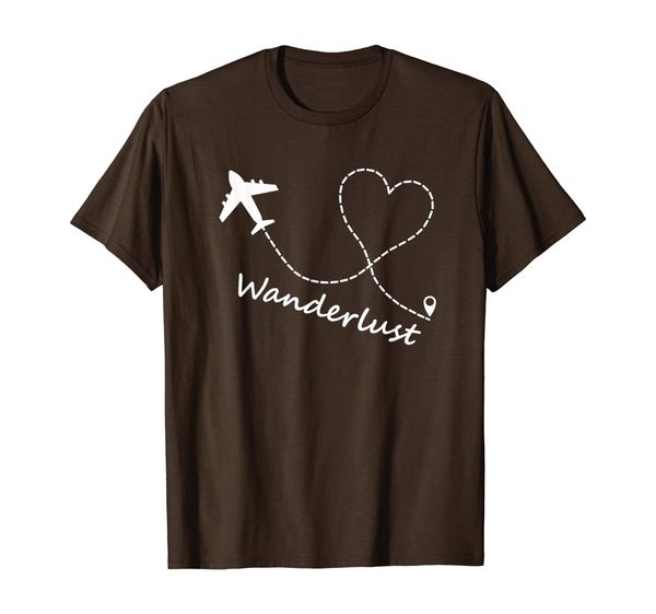 

wanderlust heart shaped airplane path solo traveling t shirt, White;black