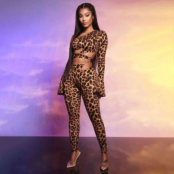 

angjulie two piece streetwear women tracksuits print leopard skinny party clubwear outfits basic bodycon for lady nightclub suit, Gray