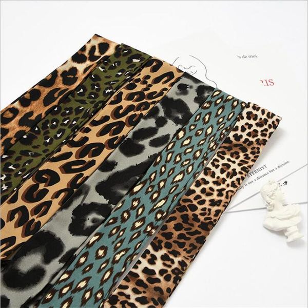 

scarves 90cm leopard print chic unique lady silk chiffon riband bag handbag tie decorative scarf lengthen ribbon hair band, Blue;gray