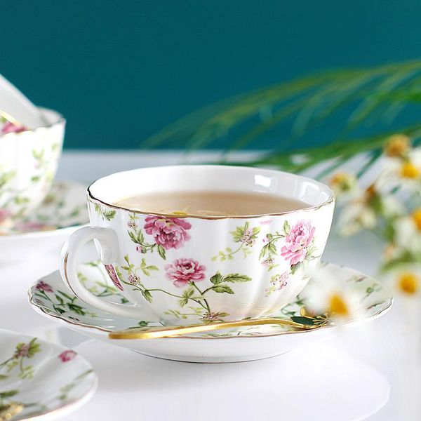 

mugs european style rural coffee cup set small luxury home simple elegant high-end cute fresh ceramic flower tea