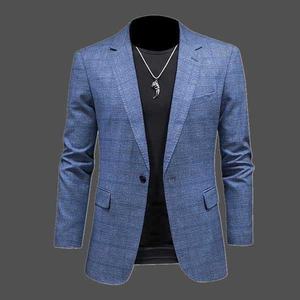 

men's suits & blazers suit single west men 's dark plaid fashion leisure double slits handsome slim -fitting coat, White;black