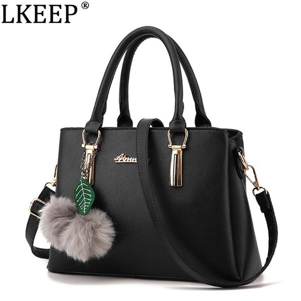 

shoulder bags lkeep women beading pendant handbag ladies embossed bag messenger hairball high quality