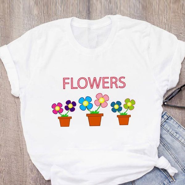 

cartoon graphic short sleeve summer women t shirt clothing tee female, White