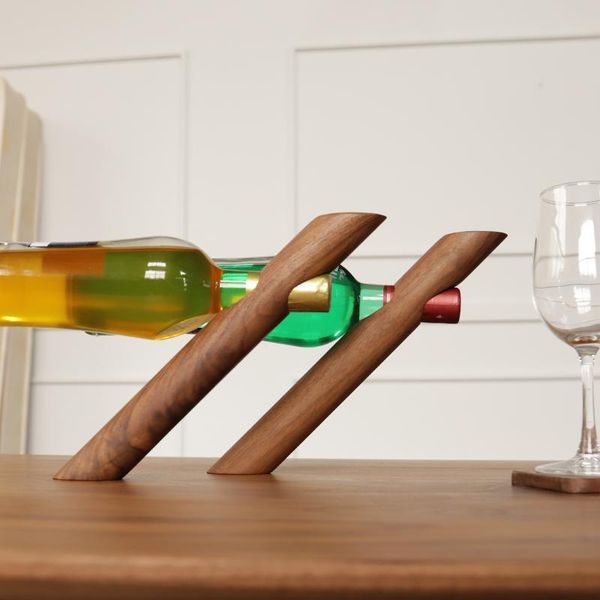 

hooks & rails black walnut wine rack japan style balance chic design storage holder red modern natural whole wood home decor