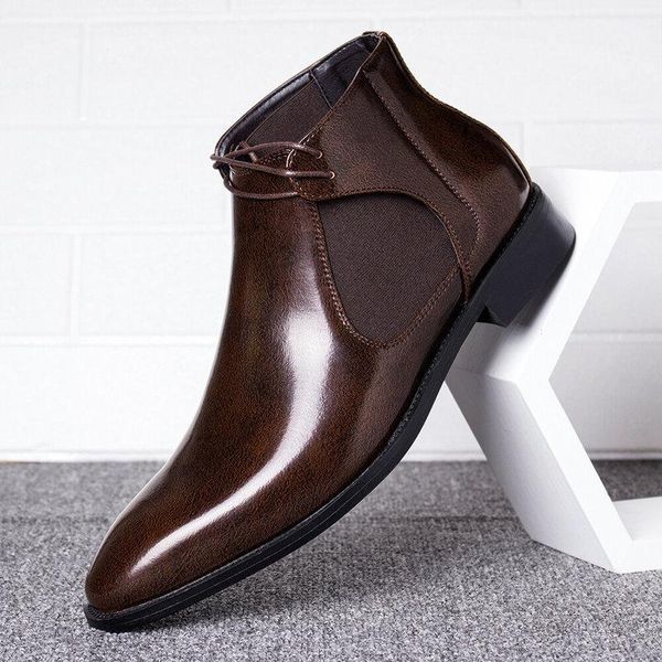 

boots men male man plus size ankle matin shoe mens lace up shiny pu leather low heel zapatos de hombres personlizar zapatosm0714, Black