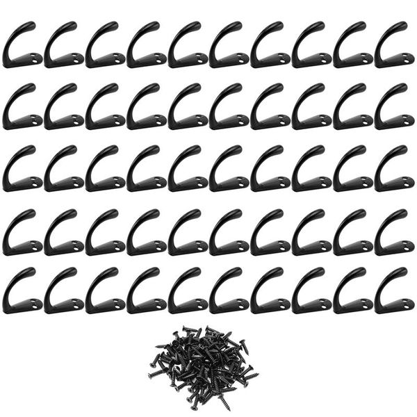 

hooks & rails 50 wall-mounted robe hooks, single-prong coat and 110 screws, for bathrooms, kitchens, bedrooms