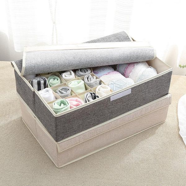 

storage drawers washable cotton box foldable bra neckties scarves underpants underwear organizer save space 17 grids #12