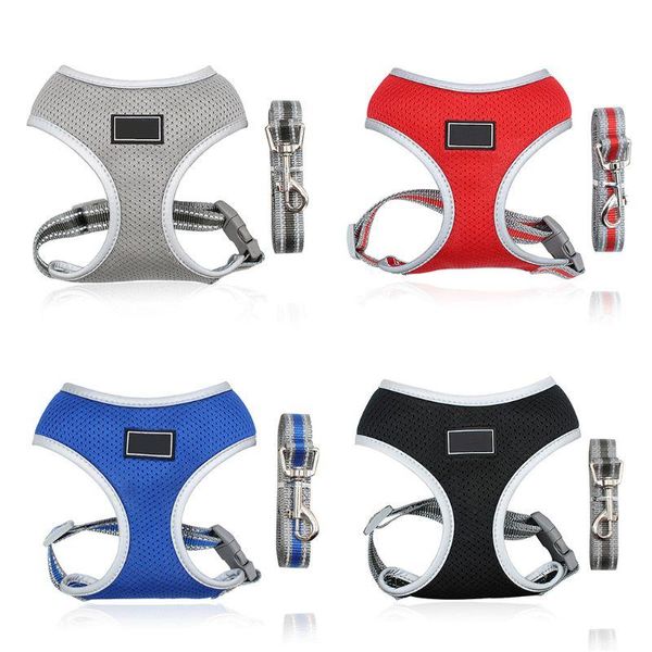 

dog collars & leashes cat walk leash harness puppy rope chest strap reflective breathable adjustable small medium pet vest xs-l