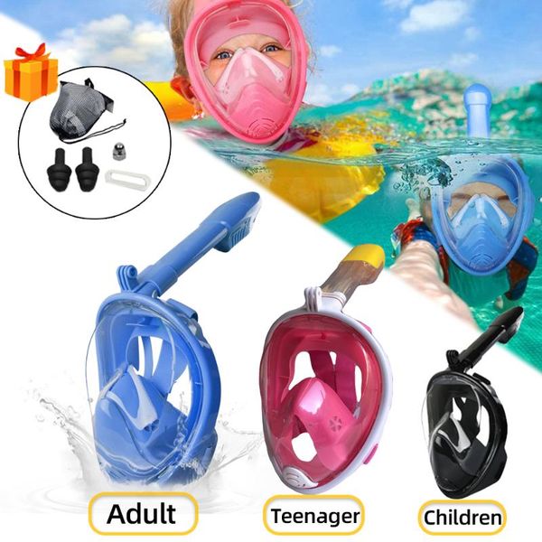 

diving masks children snorkel mask swimming training anti fog set underwater full face scuba snorkeling equipment safe for kid adults