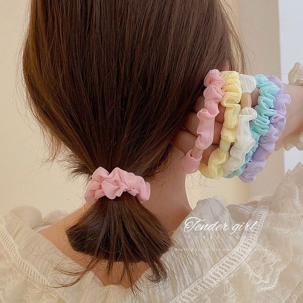 

three piece set of colorful pleated fabric bubble hair rope, Pink