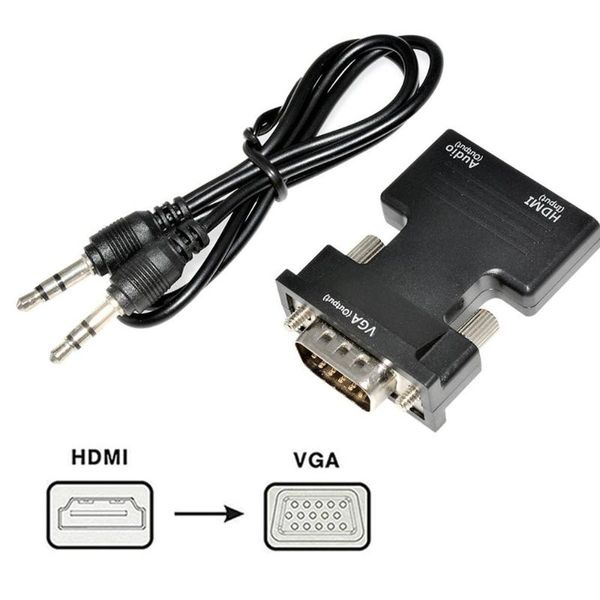 

audio cables & connectors 1080p female to vga male converter with 3.5mm stereo cable for tv speakers computers displayer projector