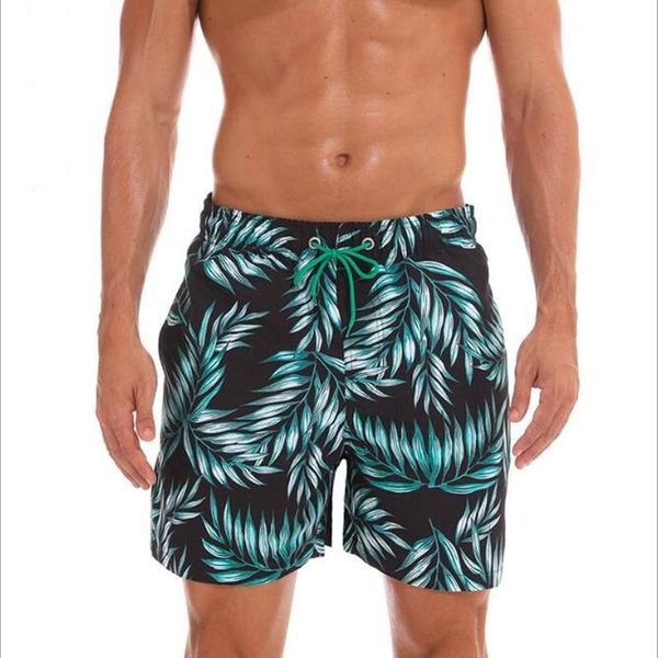 

men's fashion lacing shorts for 2021 summer beach bamboo leaf floral, White;black