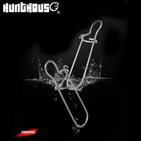 Hunthouse Accessori per la pesca Connettore 30Pcs Fast Clip Lock Spilla di sicurezza Snap in acciaio inossidabile Amo girevole Anelli solidi Ganci