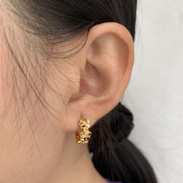 

hoop & huggie petite flower earrings gold plated small cartilage hoops simple everyday jewelry, Golden;silver