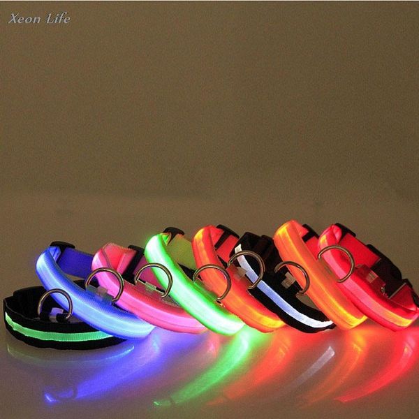 

dog collars & leashes s-xl safety pet collar for lighted up nylon solid led glow necklace household outdoor playing at night