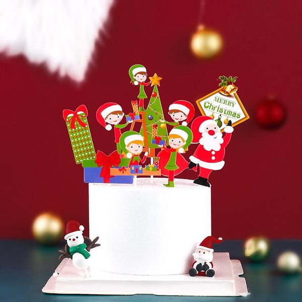 

other festive & party supplies santa claus cake plug-in flag christmas dessert table decoration merry decorative