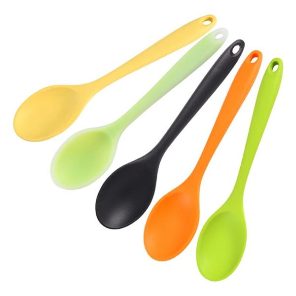 

spoons 27cm dining spoon non-stick silicone oval stirring dinner for cooking long-handled soup tableware kitchen tool