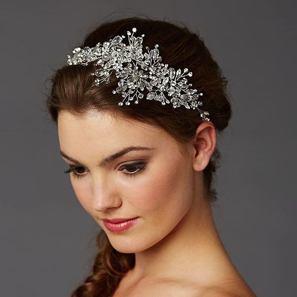 

hair clips & barrettes rhinestone tiaras hairband glam crystal spray bridal headwear vine - wedding accessories for women jewelry headpiece, Golden;silver