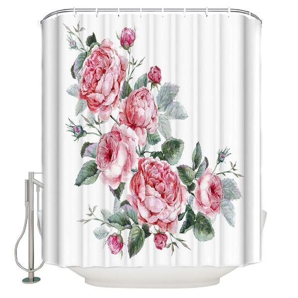 

shower curtains pink rose curtain bathroom decor fabric farmhouse