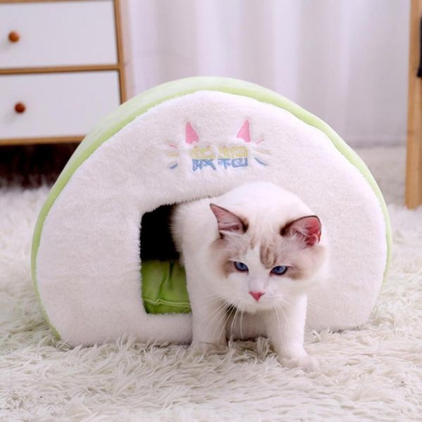 

cat bed cave head shaped pet kitten cushion winter warm beds & furniture