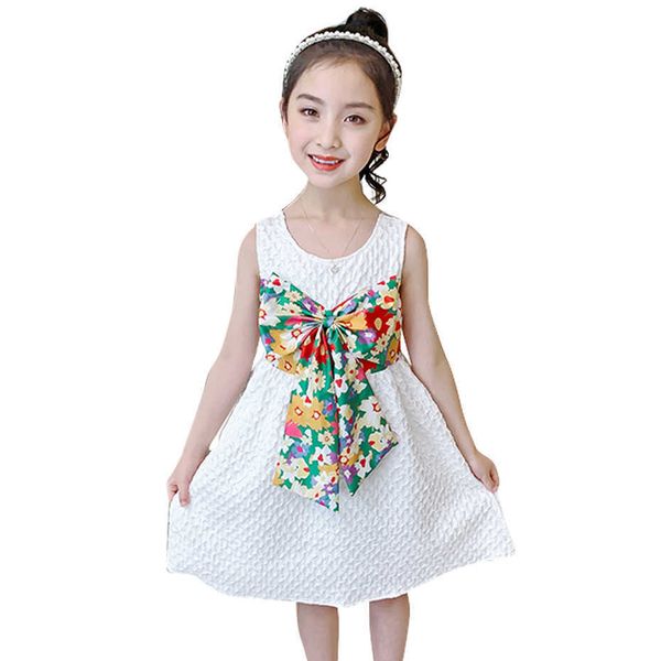 

dress girl floral s es big bow summer children party casual style costume 6 8 10 12 14 210528, Red;yellow