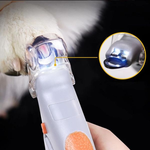 Cão de estimação gato máquina de corte de unhas tesoura de beleza animais gatos fechaduras led luz unhas trimme garra tesoura de unhas aliciamento supplie