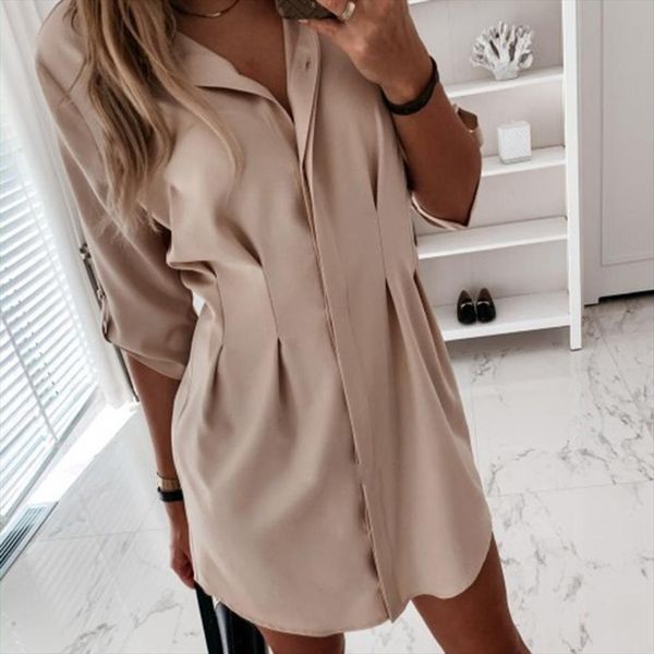 

summer fashion casual 3 women dress 4 sleeve button irregular hem stitched waist long shirt mini vestidos clothing, Black;gray