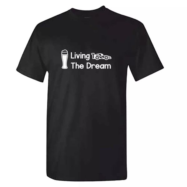 

mens funny f1 tshirt - beer & formula one grand prix t shirt - living the dream, White;black