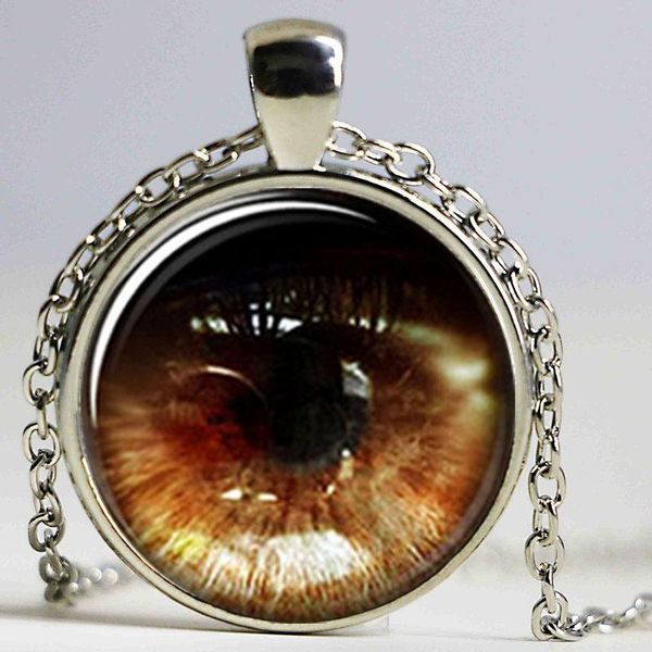 

coffee eye third jewelry evil pendant glass cabochon necklace choker necklaces, Silver