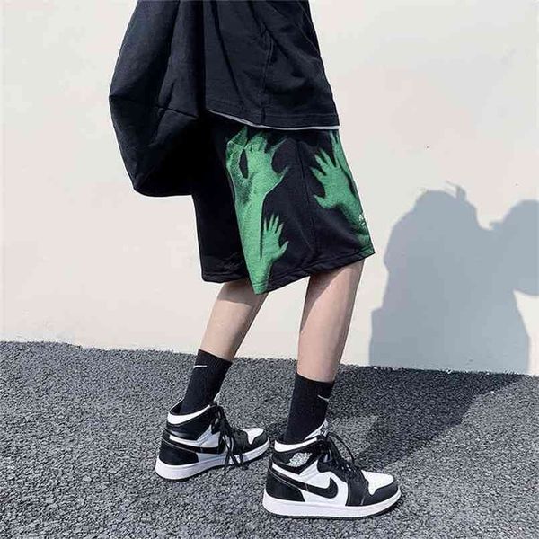 

pr men's casual oversize shorts fashion printed hip hop korean streetwear male 210806, White;black
